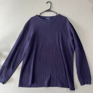 Club Room By Charter Club Sweater Mens Large Navy Blue 100% Cotton